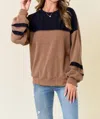 Lovely Melody Clara Ribbed Long Sleeve Top In Mocha In Brown
