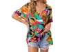 Lovely Melody Colorful Floral Hi-lo Top In Green Multi In Multi
