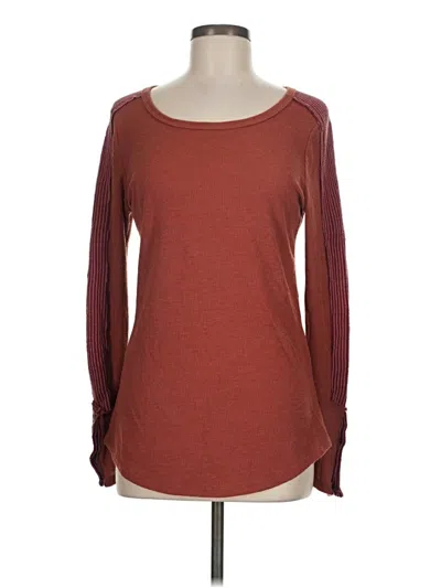 Pre-owned Lovely Melody Long Sleeve Top Burgundy Scoop Neck Tops