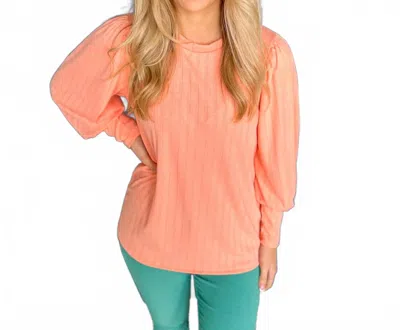 Lovely Melody Nora Puff Sleeve Top In Peach In Orange