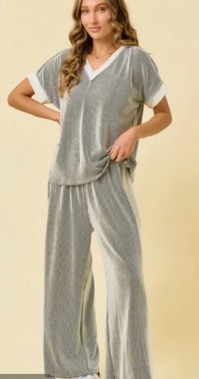 Lovely Melody Rest Assured Ribbed Set In Black In Gray