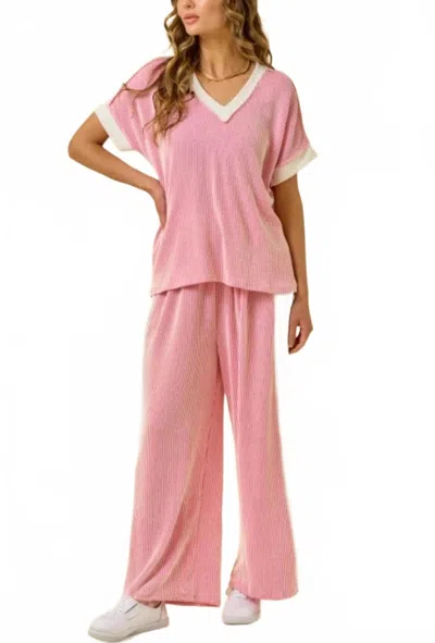 Lovely Melody Rest Assured Ribbed Set In Pink