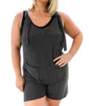 Lovely Melody Shut It Down Romper In Black In Grey
