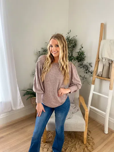 Lovely Melody Samantha Bubble Sleeve Top In Mauve In Multi