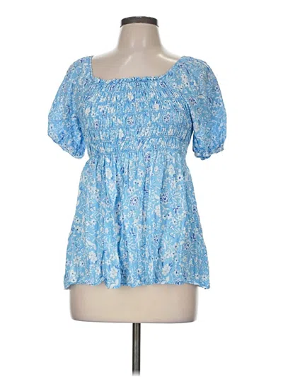 Pre-owned Lovely Melody Short Sleeve Blouse In Blue