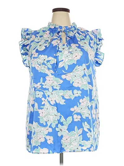 Pre-owned Lovely Melody Short Sleeve Blouse In Blue