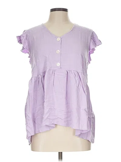 Pre-owned Lovely Melody Short Sleeve Blouse In Purple