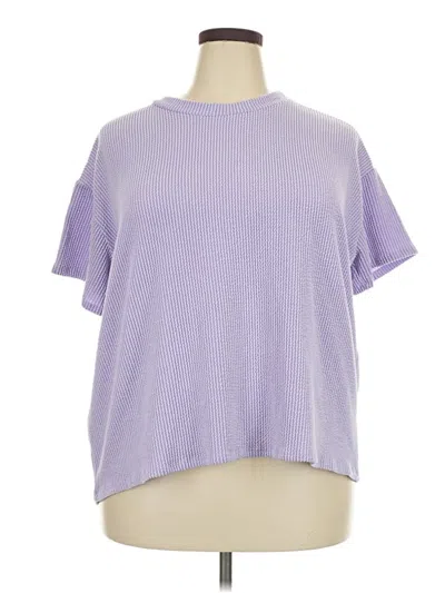Pre-owned Lovely Melody Short Sleeve Top Purple Mock Neckline Tops