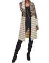 Lovely Melody Stripe Block Cardigan In Leopard Print In Multi