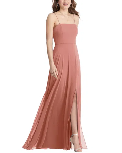 Lovely Square Neck Chiffon Maxi Dress In Pink