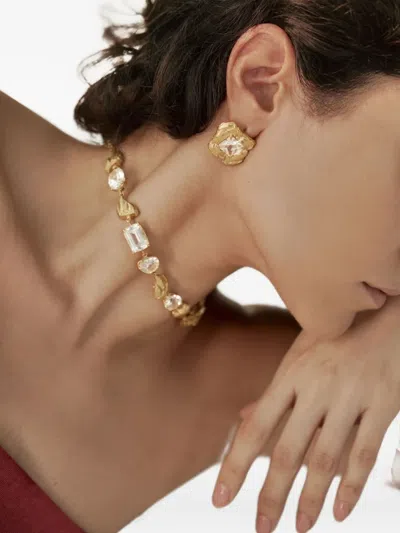 Loveness Lee Jaqui Textured Sapphire Earrings In Gold