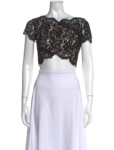 Pre-owned Lover Lace Lace Pattern Crop Top In Black