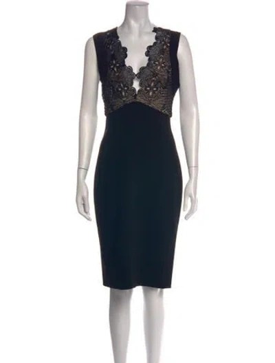 Pre-owned Lover Lace Pattern Knee-length Dress In Black