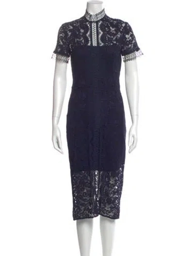 Pre-owned Lover Lace Pattern Knee-length Dress In Blue