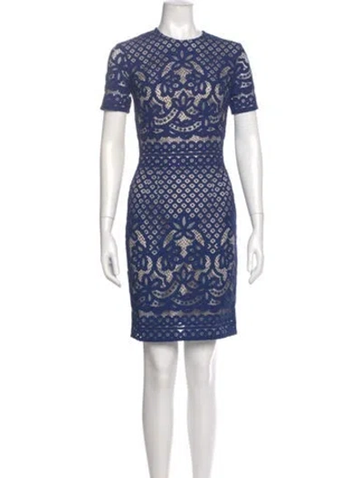 Pre-owned Lover Lace Pattern Knee-length Dress In Blue