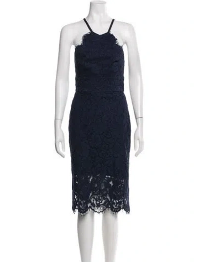 Pre-owned Lover Lace Pattern Knee-length Dress In Blue