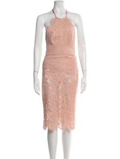 Pre-owned Lover Lace Pattern Knee-length Dress In Pink