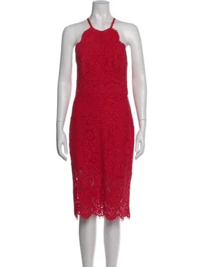 Pre-owned Lover Lace Pattern Knee-length Dress In Red