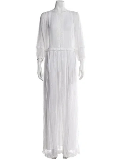 Pre-owned Lover Lace Pattern Long Dress In White