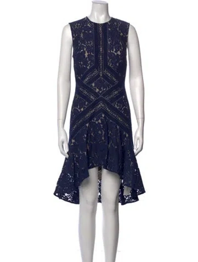 Pre-owned Lover Lace Pattern Midi Length Dress In Blue