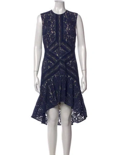 Pre-owned Lover Lace Pattern Midi Length Dress W/ Tags In Blue