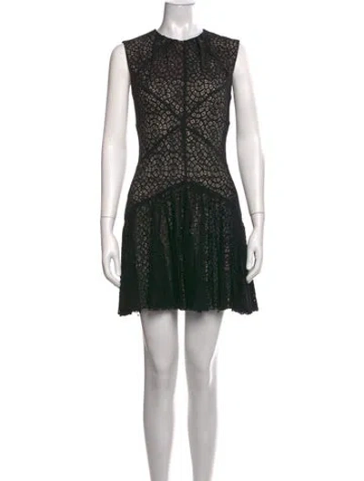 Pre-owned Lover Lace Pattern Mini Dress In Black