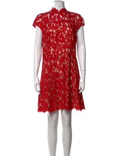 Pre-owned Lover Lace Pattern Mini Dress In Red
