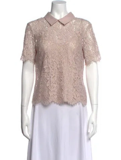 Pre-owned Lover Lace Pattern Short Sleeve Top In Pink