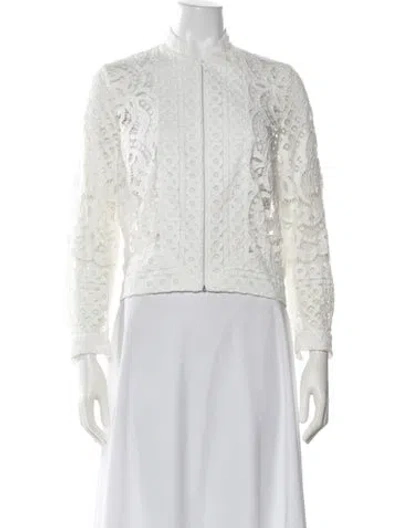 Pre-owned Lover Nylon Lace Pattern Jacket In White