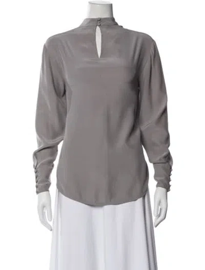 Pre-owned Lover Silk Mock Neck Blouse In Gray
