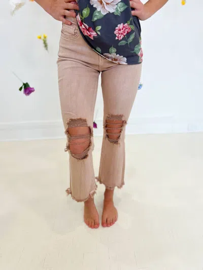 Loveret Anabelle Crop Flare Jeans In Rose In Multi