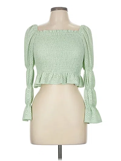 Pre-owned Loveriche 3/4 Sleeve Blouse In Green