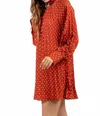 Loveriche Dotted Pleated Mini Dress In Rust In Red