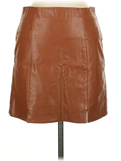 Pre-owned Loveriche Faux Leather Skirt In Brown
