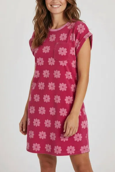 Loveriche Good Vibes French Terry Dress In Floral Pink