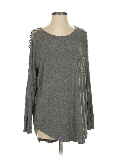 Pre-owned Loveriche Long Sleeve Top Gray Cold Shoulder Neckline Tops