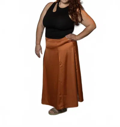 Loveriche Satin Maxi Skirt In Copper In Brown