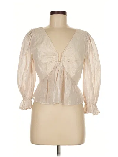 Pre-owned Lovers & Friends 3/4 Sleeve Blouse In White