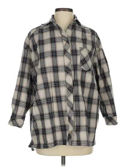 Pre-owned Lovers & Friends 3/4 Sleeve Button Down Shirt In Gray