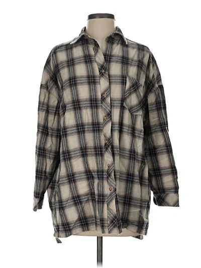 Pre-owned Lovers & Friends 3/4 Sleeve Button Down Shirt In Gray