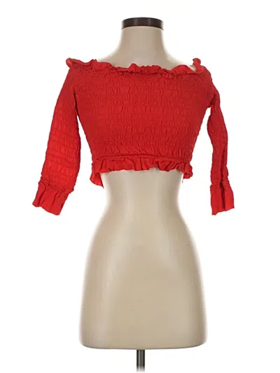 Pre-owned Lovers & Friends 3/4 Sleeve Top Red Off The Shoulder Neckline Tops