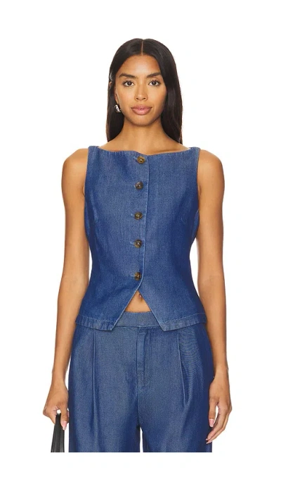 Lovers & Friends Agathe Vest Top In Blue Denim