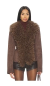 Lovers & Friends Alena Faux Suede Coat In Brown