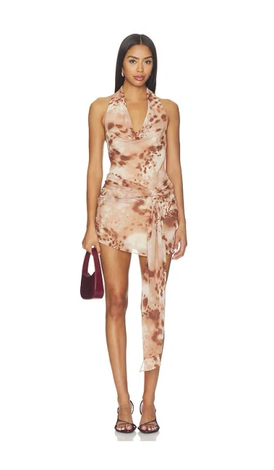 Lovers & Friends Amber Mini Dress In Taupe Multi