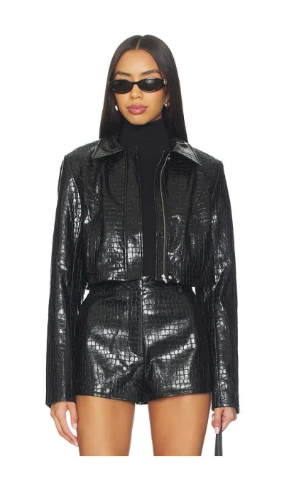 Lovers & Friends Arden Faux Croc Jacket In Black