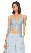 Lovers & Friends Arian Halter Tie Top In Blue