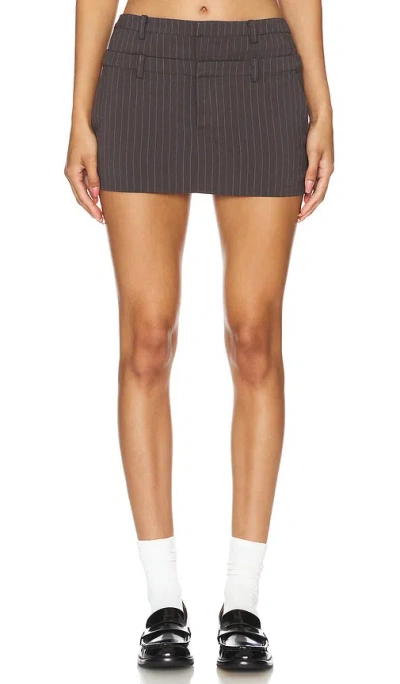 Lovers & Friends Ashley Mini Skirt In Grey Pinstripe