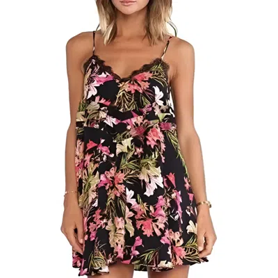Lovers & Friends Bahia Floral Babydoll Mini Dress In Multicolor In Black