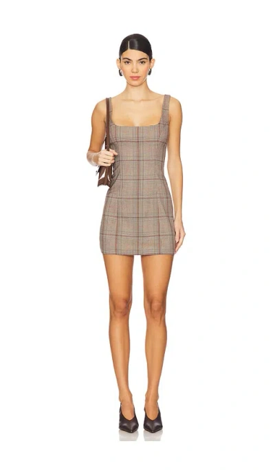 Lovers & Friends Bonnie Mini Dress In Brown Plaid Multi