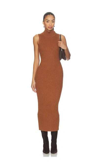 Lovers & Friends Cary Mock Neck Midi Dress In Brown